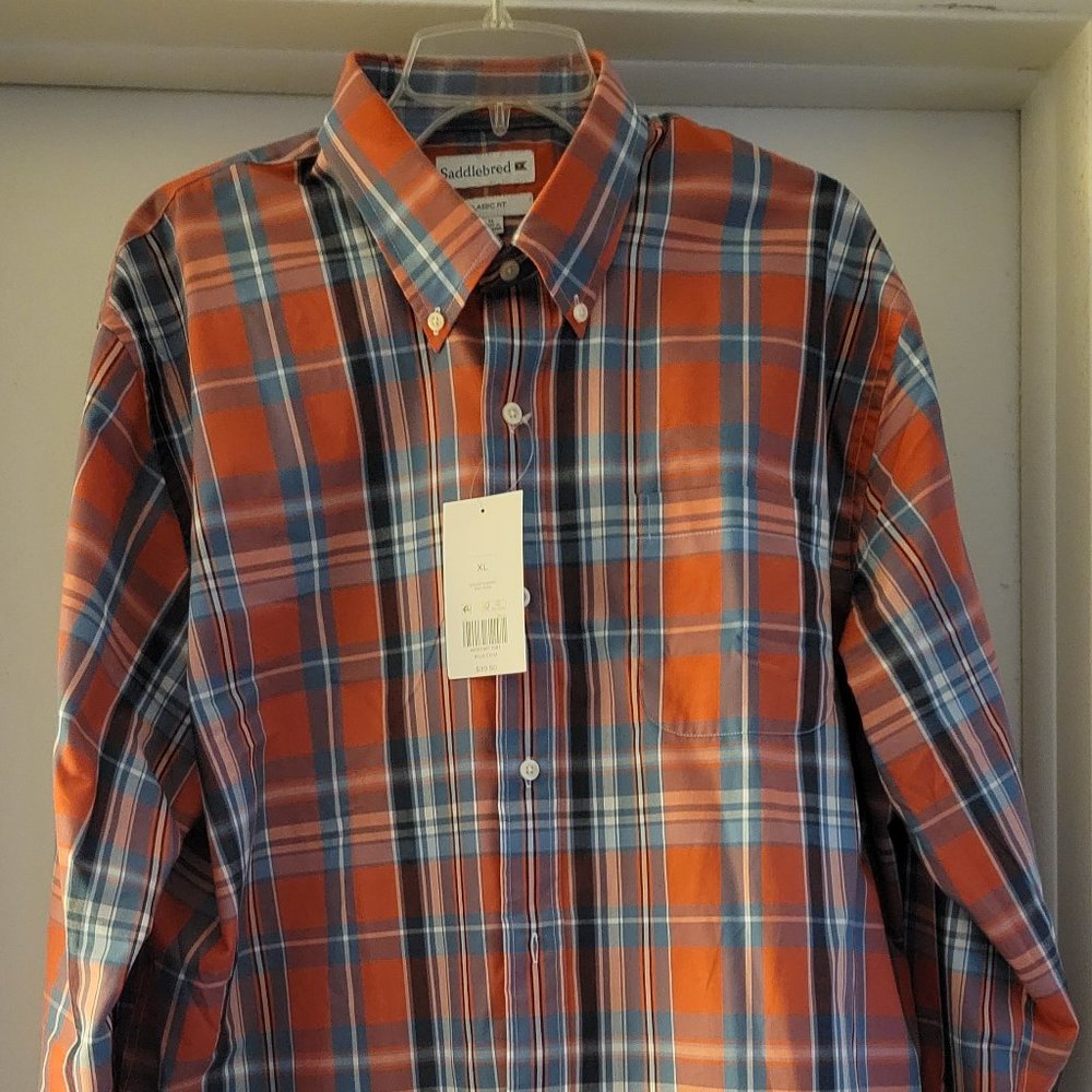Men's XL Long Sleeve Red Plaid Shirt by Saddlebred